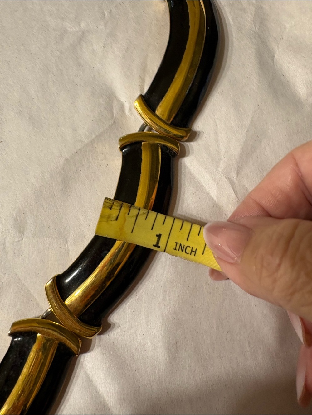 Vintage Signed Monet Black Enamel Neck Collar - Picture 6 of 6